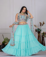 Sky Blue Color Designer Fox Lehenga Choli