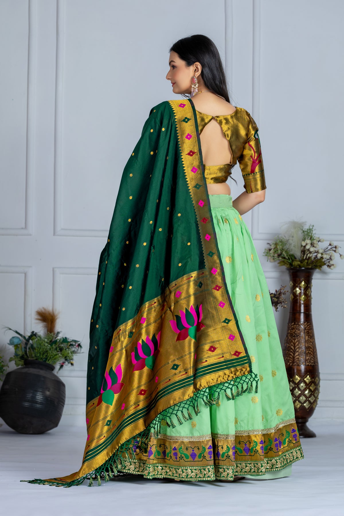 Pastel Green Color Jacquard Silk Lehenga Choli