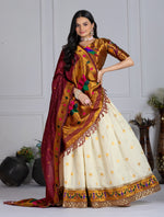 Off White Color Jacquard Silk Lehenga Choli