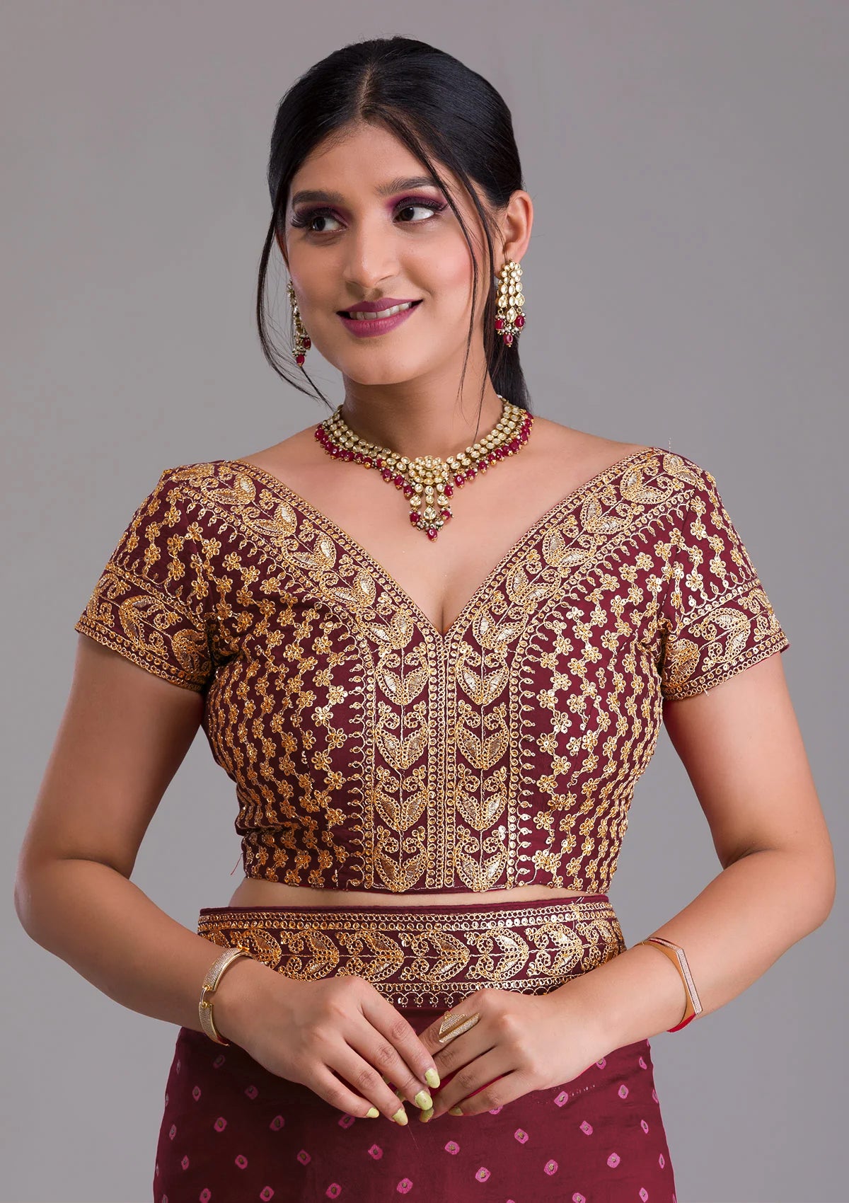 Buy Trendy Maroon Saree Online in India - JOSHINDIA - Joshindia