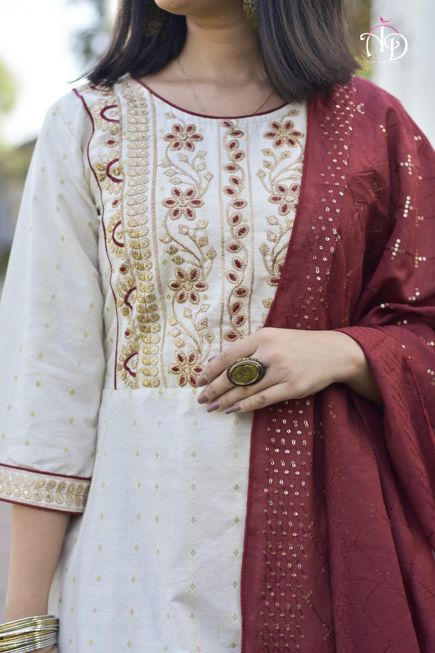 Buy Most beautiful White Color Designer Kurta Set For Summer - Joshindia