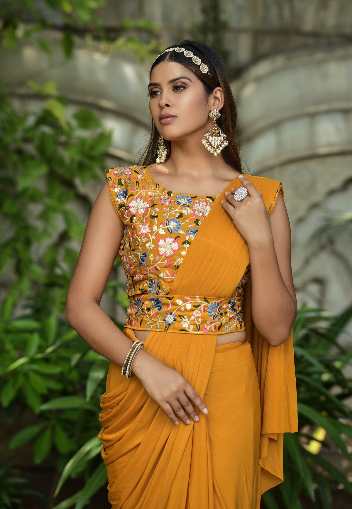 Buy Mustard Saree online in India - JOSHINDIA - Joshindia