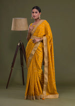 Mustard Thread With Sequence Work Chinon Saree - JOSHINDIA - Joshindia