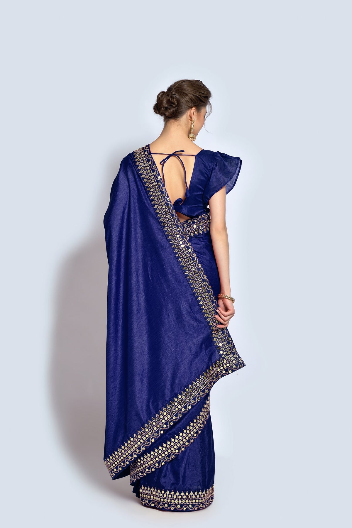 Buy Vichitra Silk Navy Blue Saree Online - Joshindia