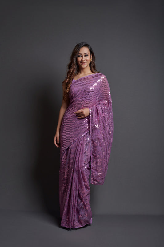 Buy Onion Colore Beautiful Sequency Work Saree
