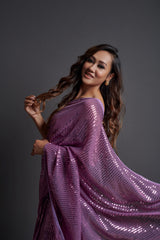 Buy Onion Colore Beautiful Sequency Work Saree - Joshindia