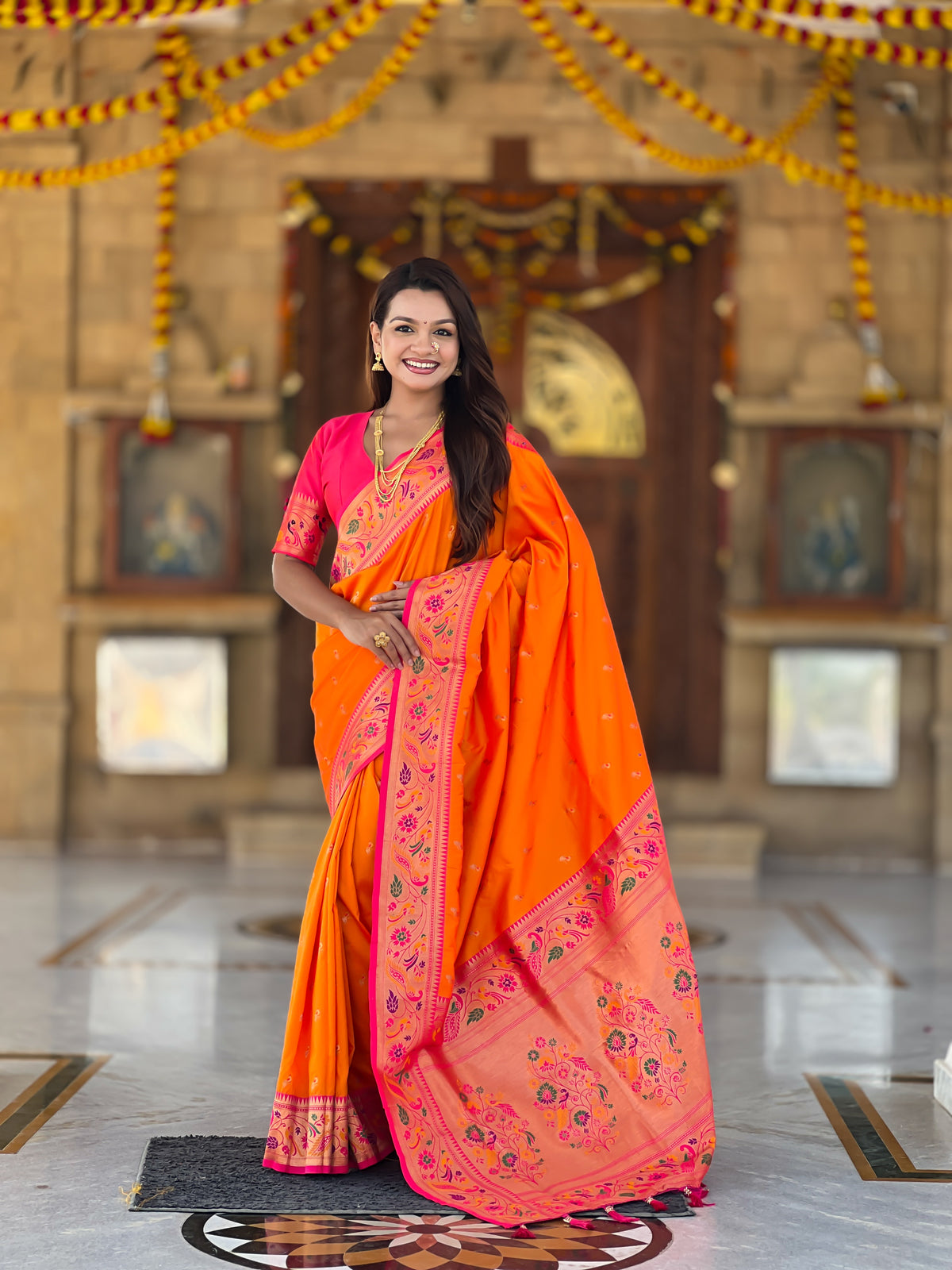 Woven Design Silk Blend Paithani Saree