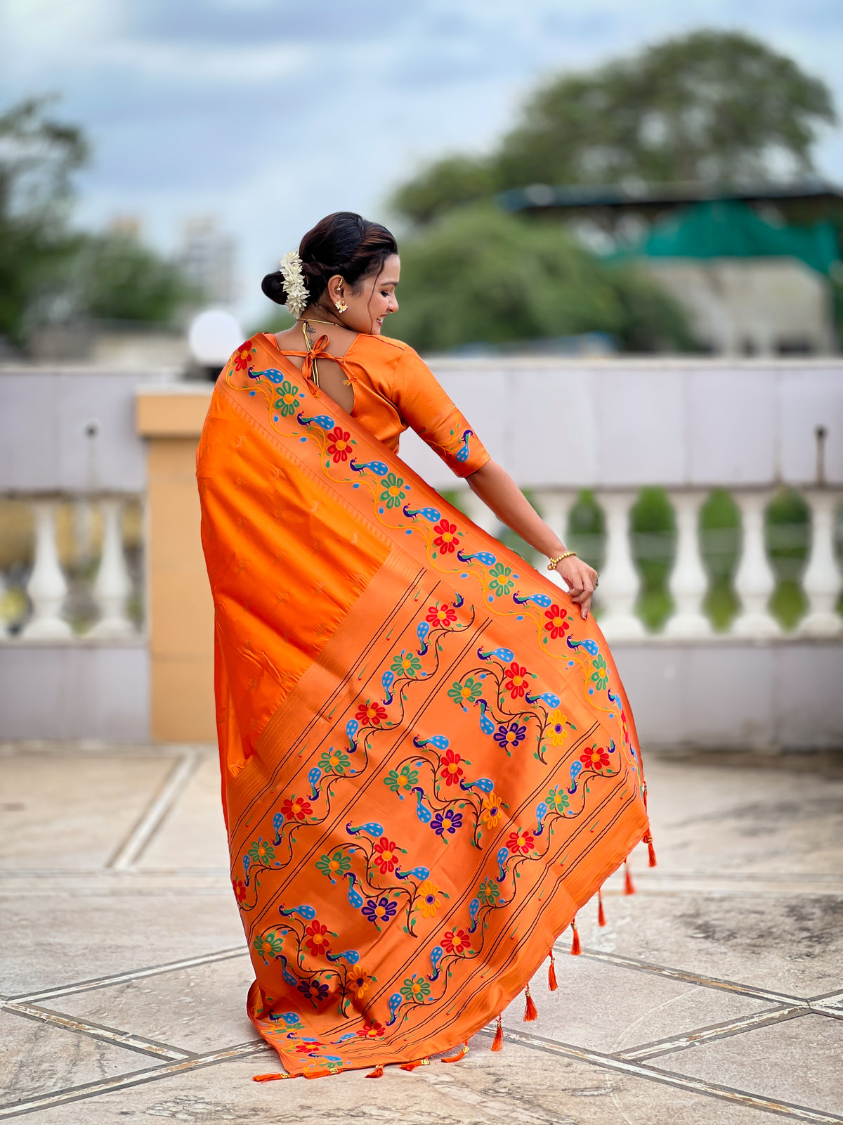 Peacock Woven Design Zari Paithani Saree
