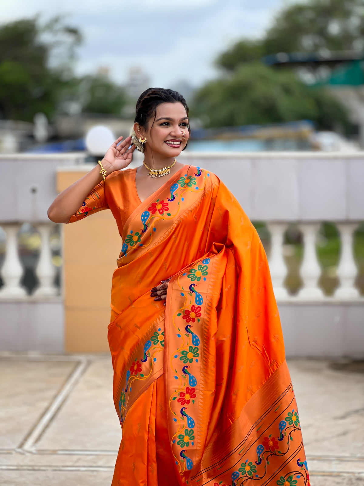 Peacock Woven Design Zari Paithani Saree