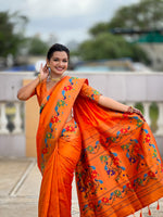 Peacock Woven Design Zari Paithani Saree