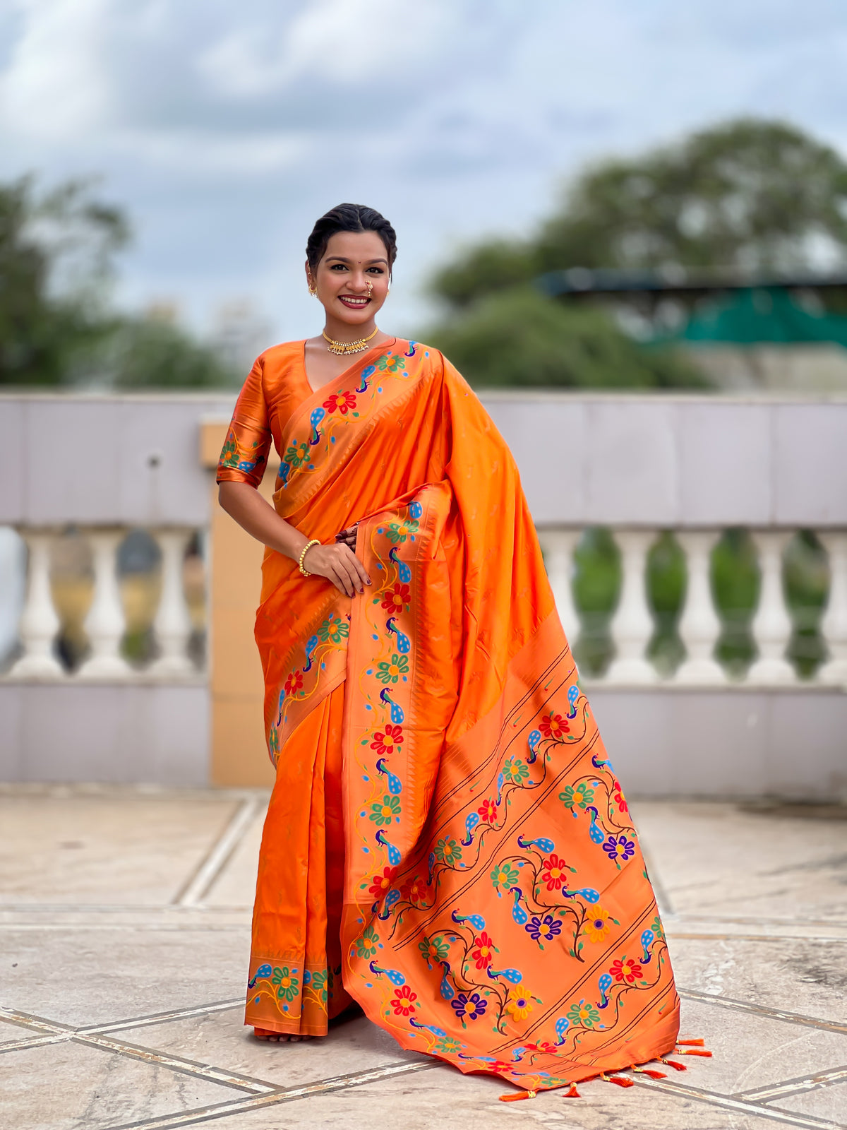 Peacock Woven Design Zari Paithani Saree