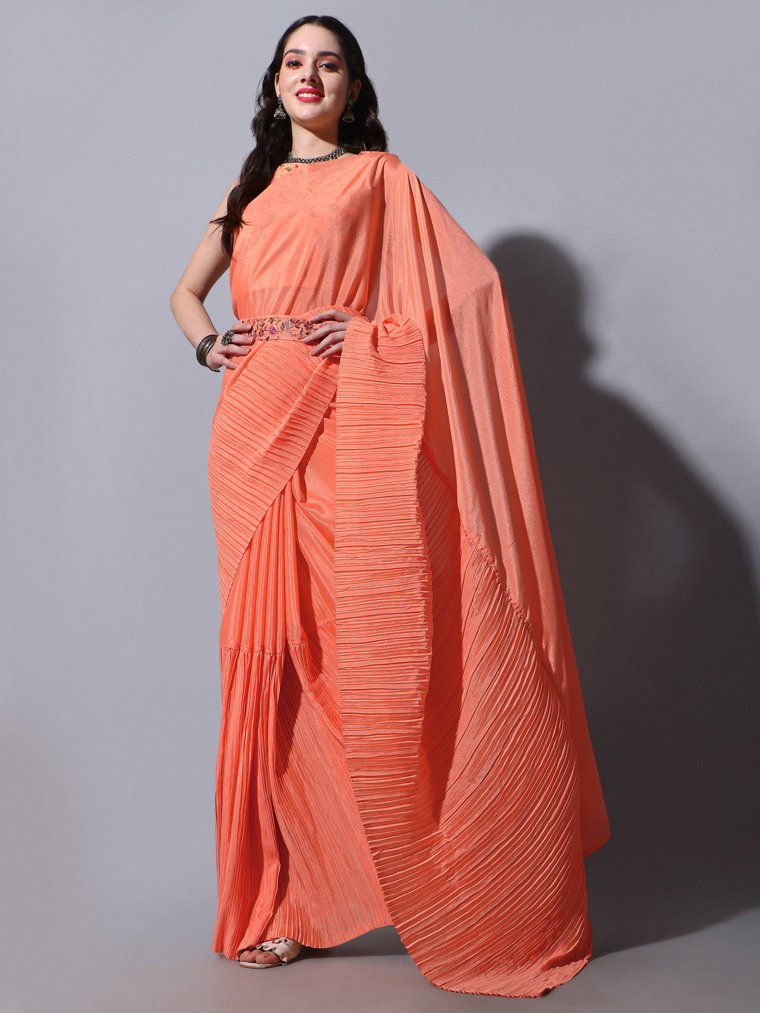 Buy Trendy Orange Saree Online in India - JOSHINDIA - Joshindia