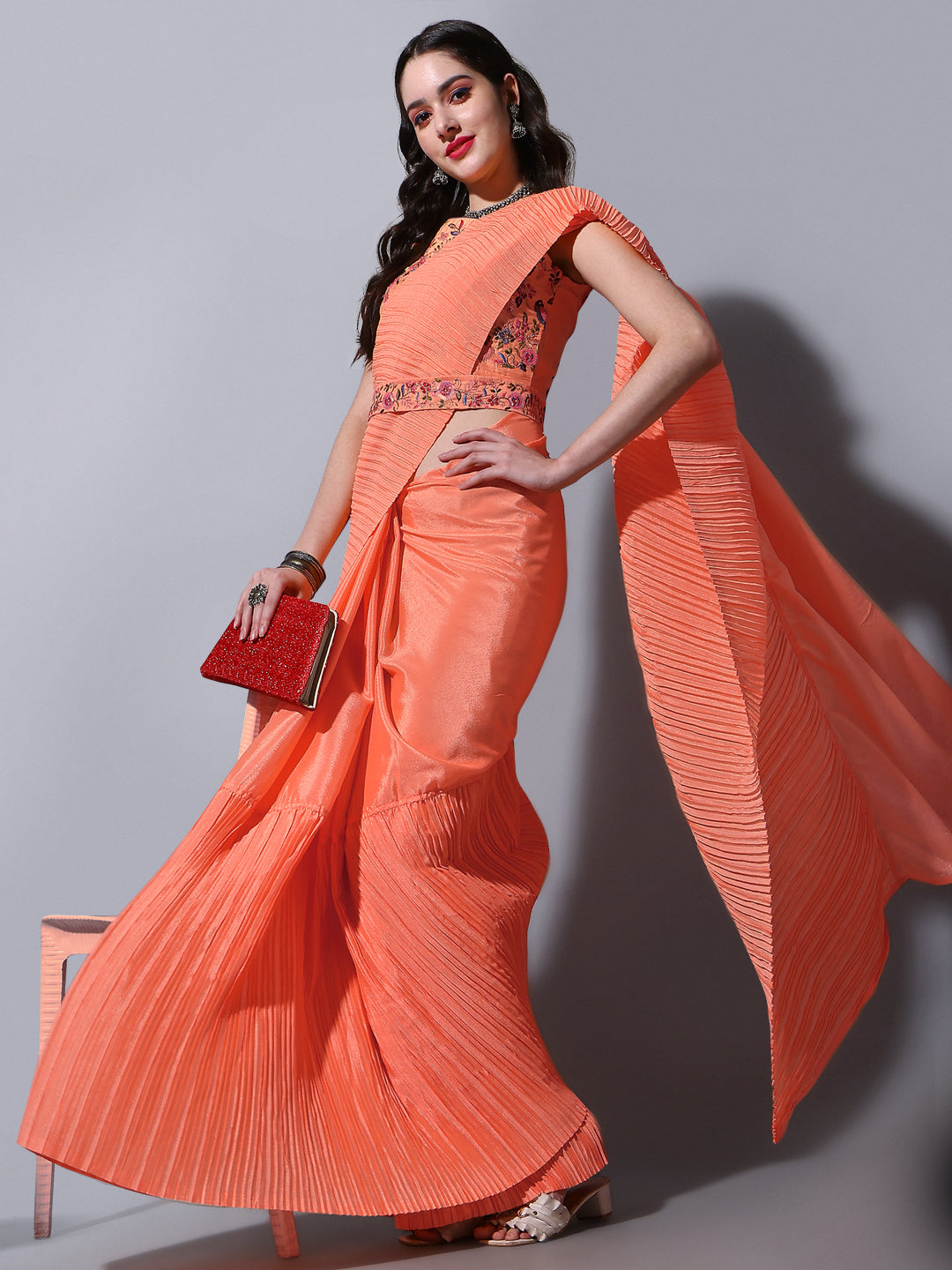 Buy Trendy Orange Saree Online in India - JOSHINDIA