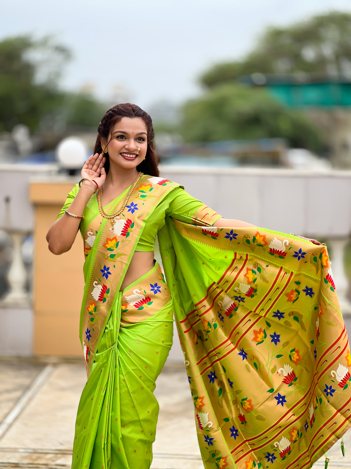 Rajhans Woven Design Silk Blend Paithani Saree