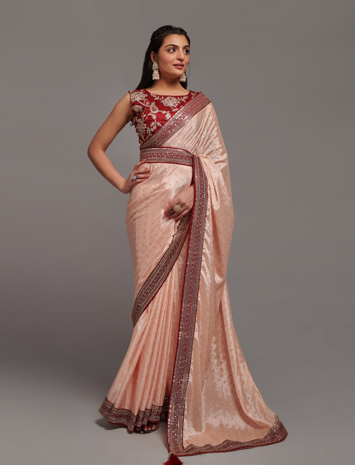 Buy Trendy Peach Saree Online in India - JOSHINDIA - Joshindia