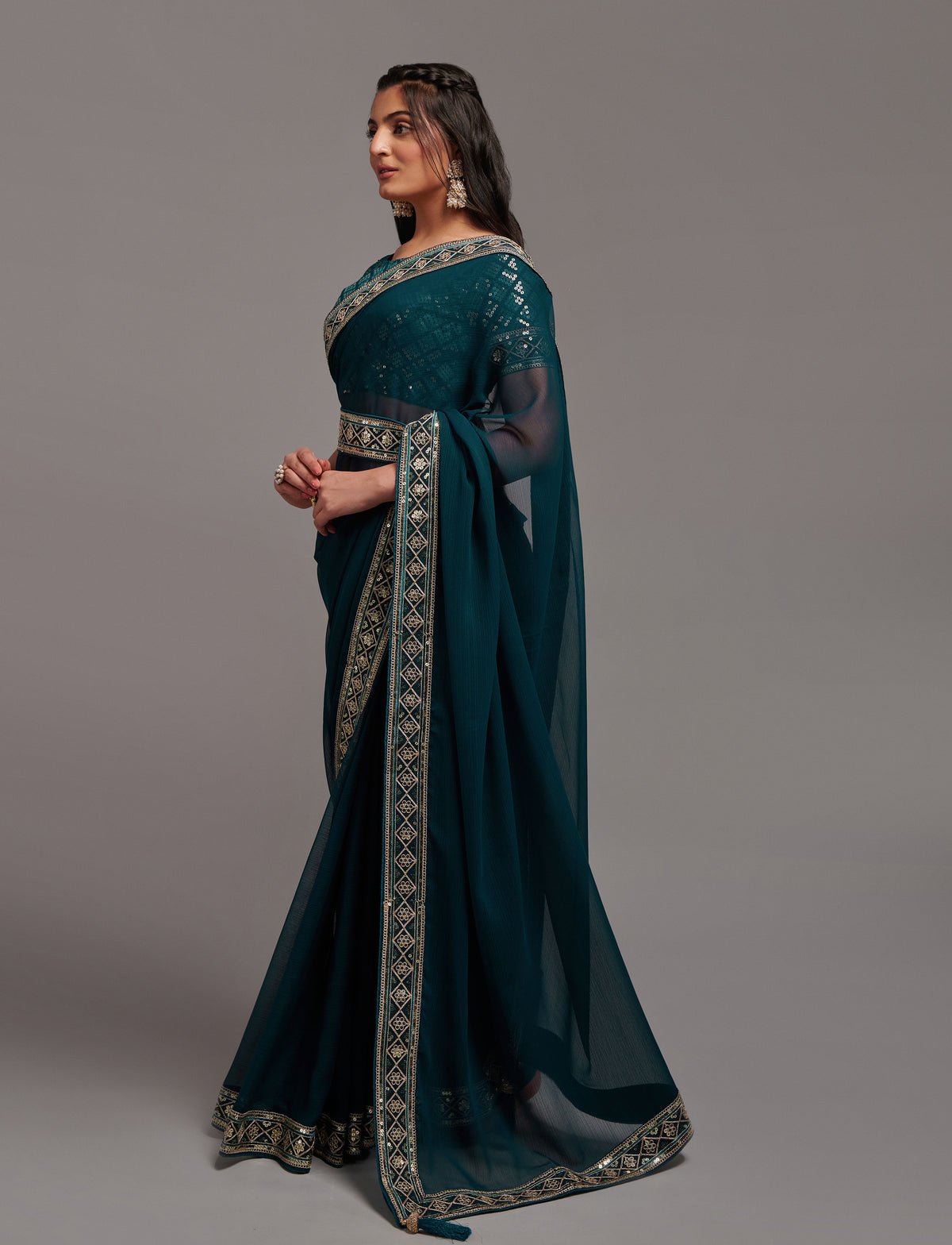 Amazing Solid Pure Silk Saree With Blouse Piece - JOSHINDIA - Joshindia