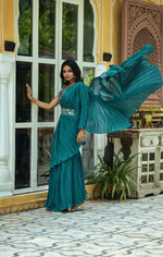 Petrol Colour Fancy Designer Saree - JOSHINDIA - Joshindia