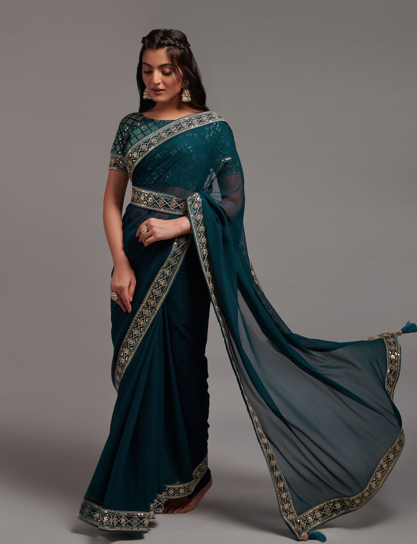 Amazing Solid Pure Silk Saree With Blouse Piece - JOSHINDIA