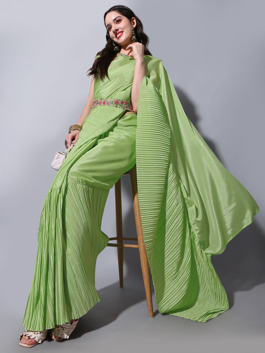 Buy Pista Green Saree Online In India - JOSHINDIA - Joshindia