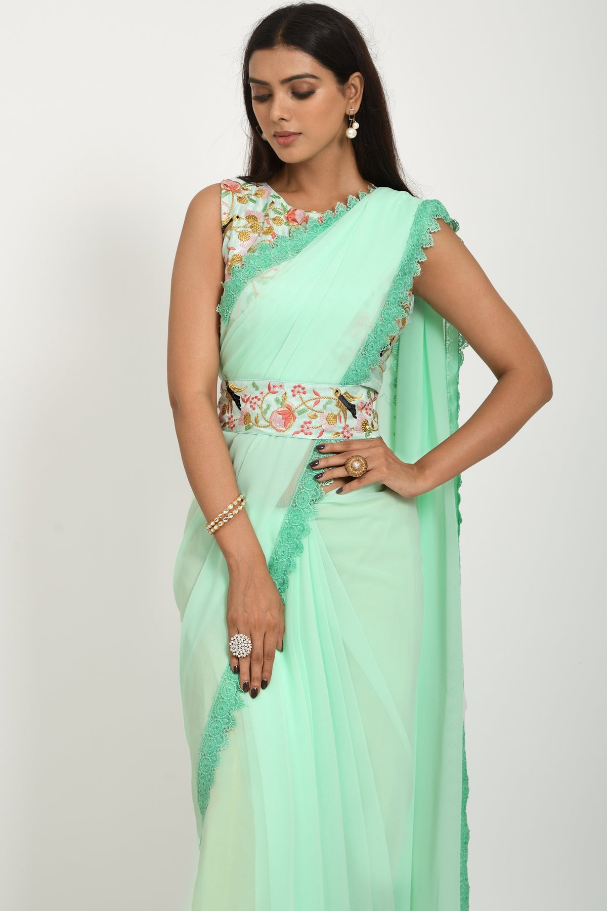 Buy Pista Green Sarees Online In India At Best Price Offers - Joshindia