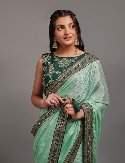 Buy Pista Green Sarees Online In India At Best Price Offers - JOSHINDIA