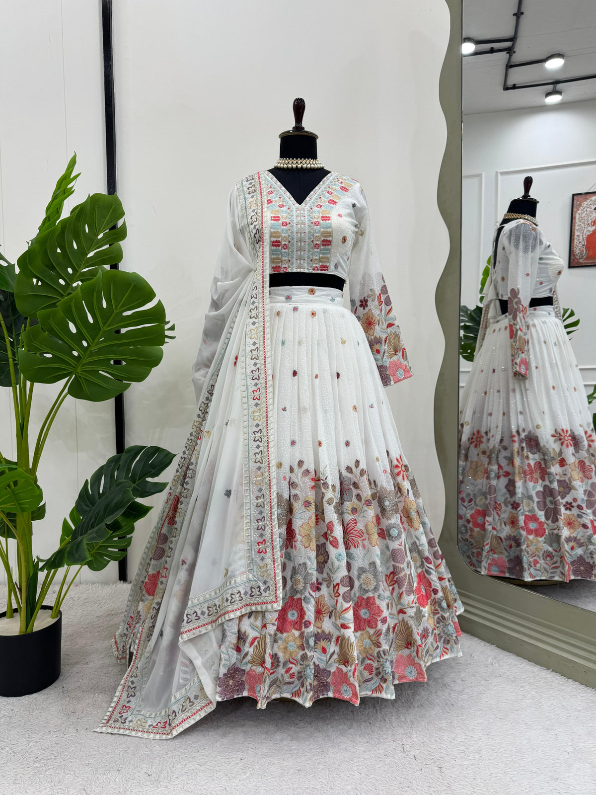 White Color Designer Embroidery Lehenga Choli