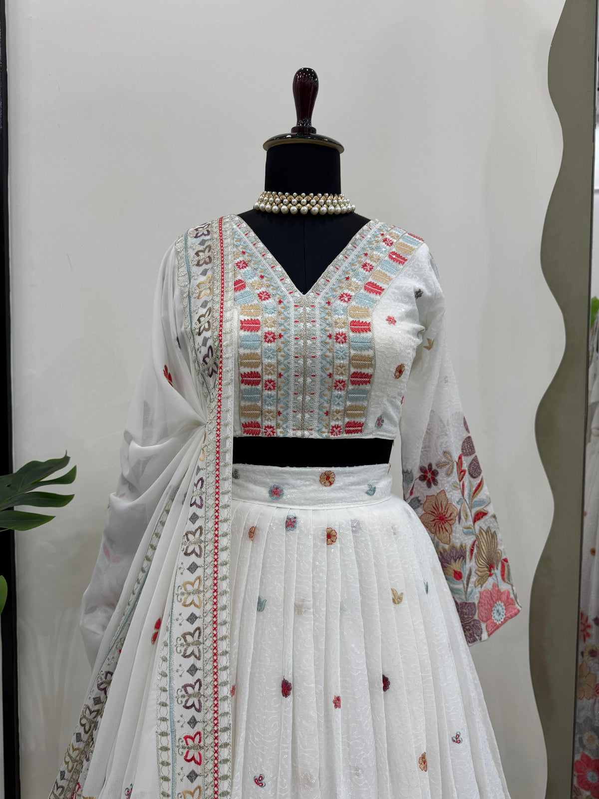 White Color Designer Embroidery Lehenga Choli