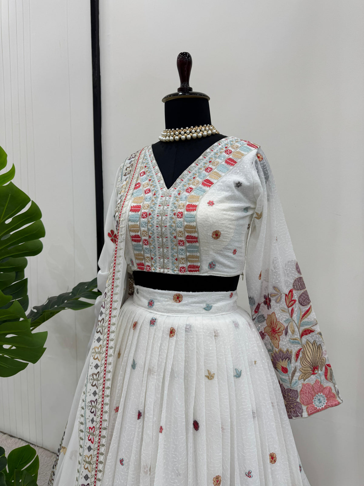 White Color Designer Embroidery Lehenga Choli