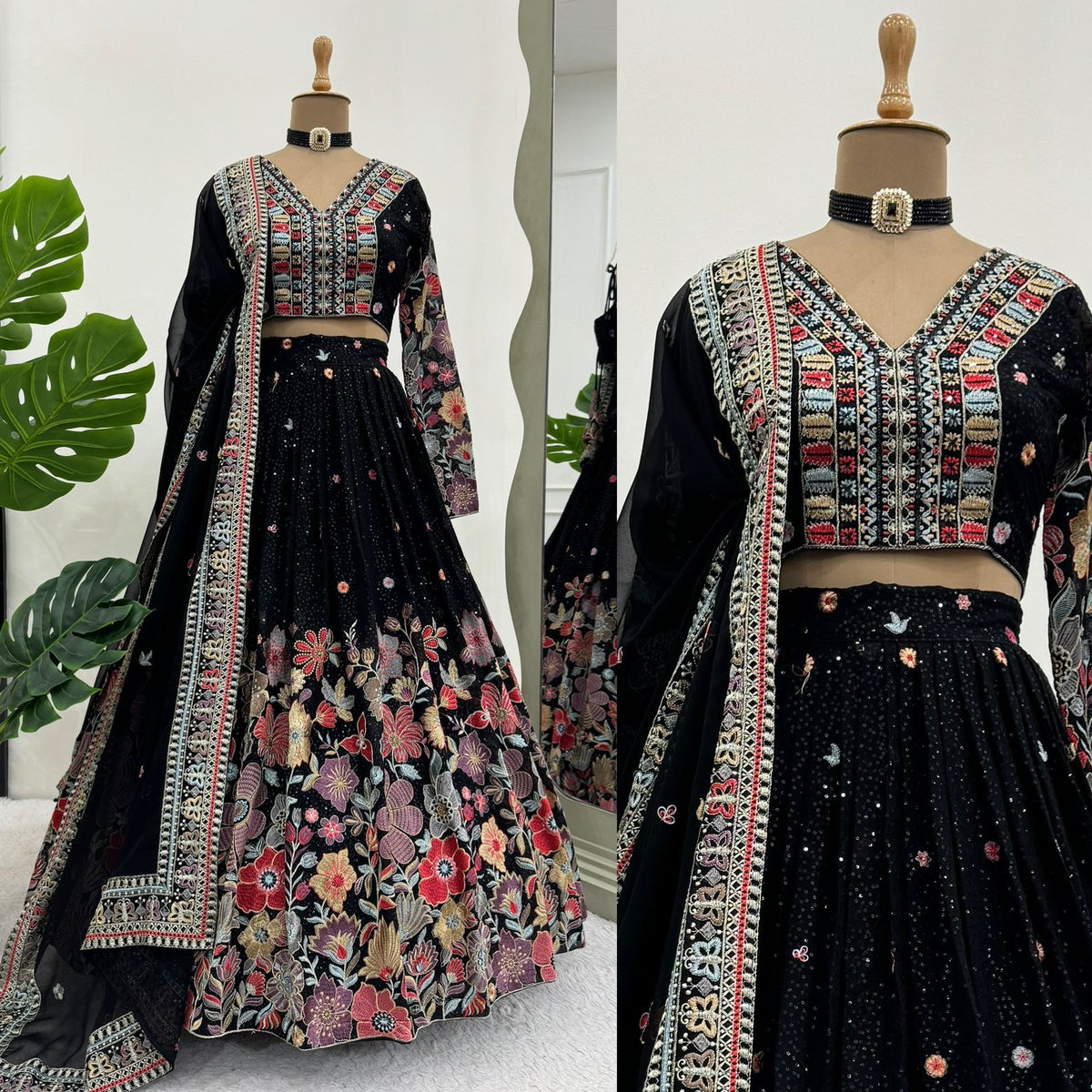 Black Color Georgette Designer Lehenga Choli