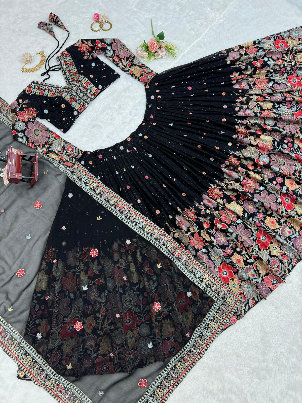 Black Color Georgette Designer Lehenga Choli