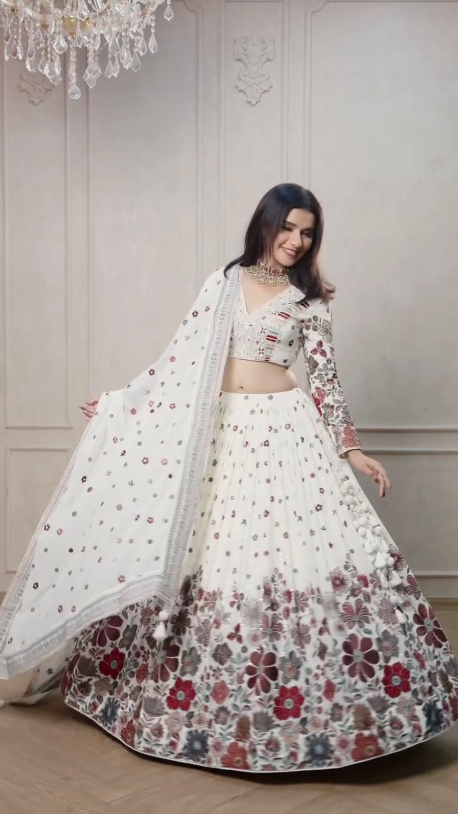 White Color Designer Embroidery Lehenga Choli