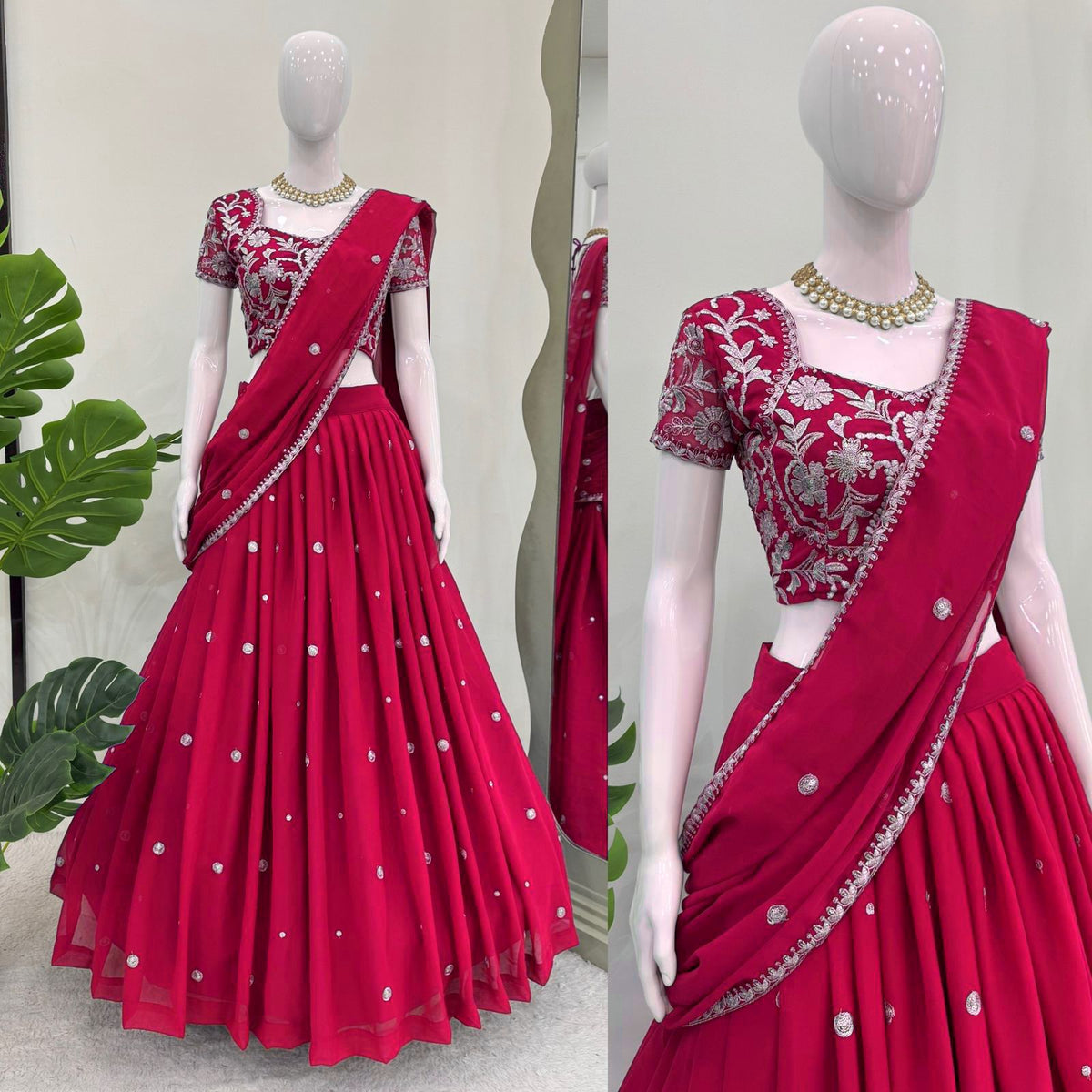 Designer Pink Color Ready To Wear Lehenga Saree