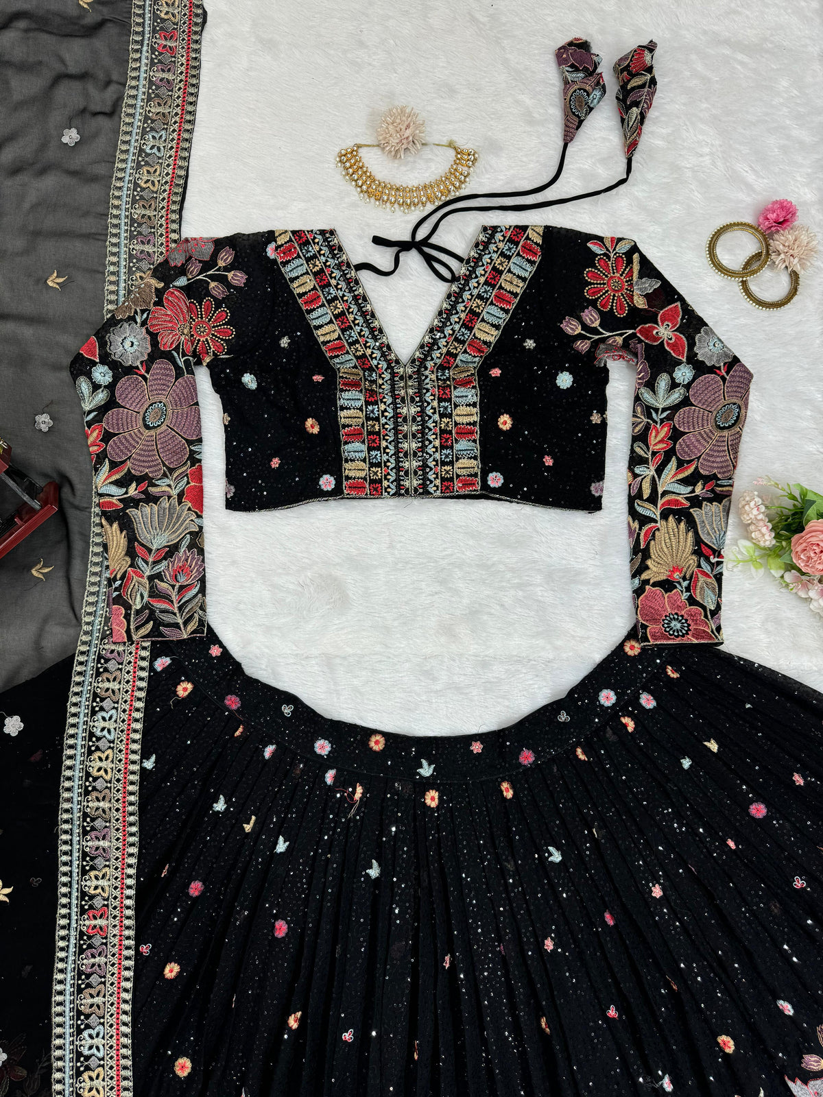 Black Color Georgette Designer Lehenga Choli