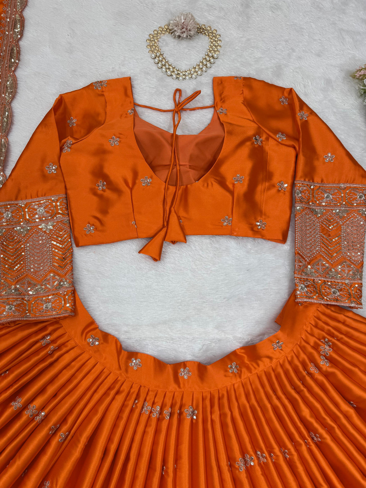 Orange Color Designer Party Wear Lehenga Choli