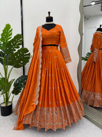 Orange Color Designer Party Wear Lehenga Choli