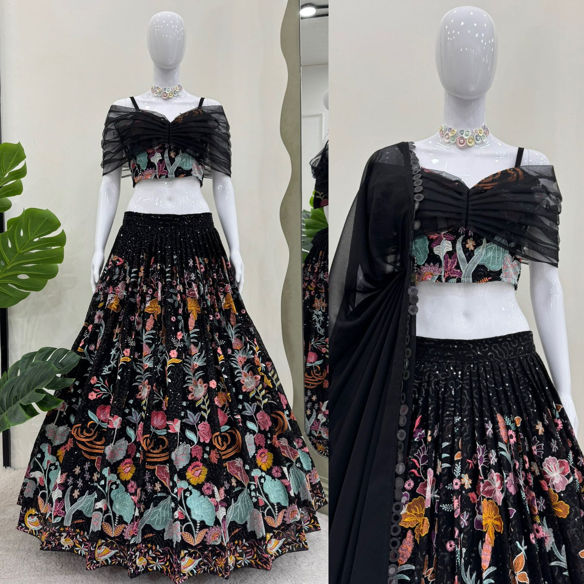 Black Color party Wear Embroidered Lehenga Choli