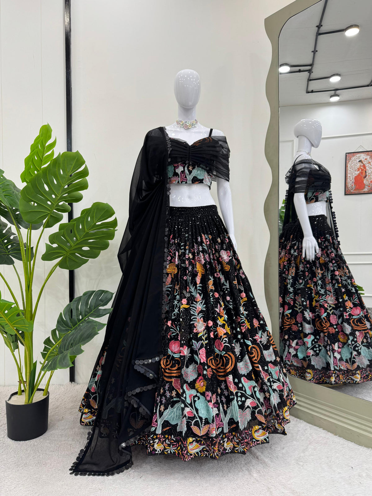 Black Color party Wear Embroidered Lehenga Choli