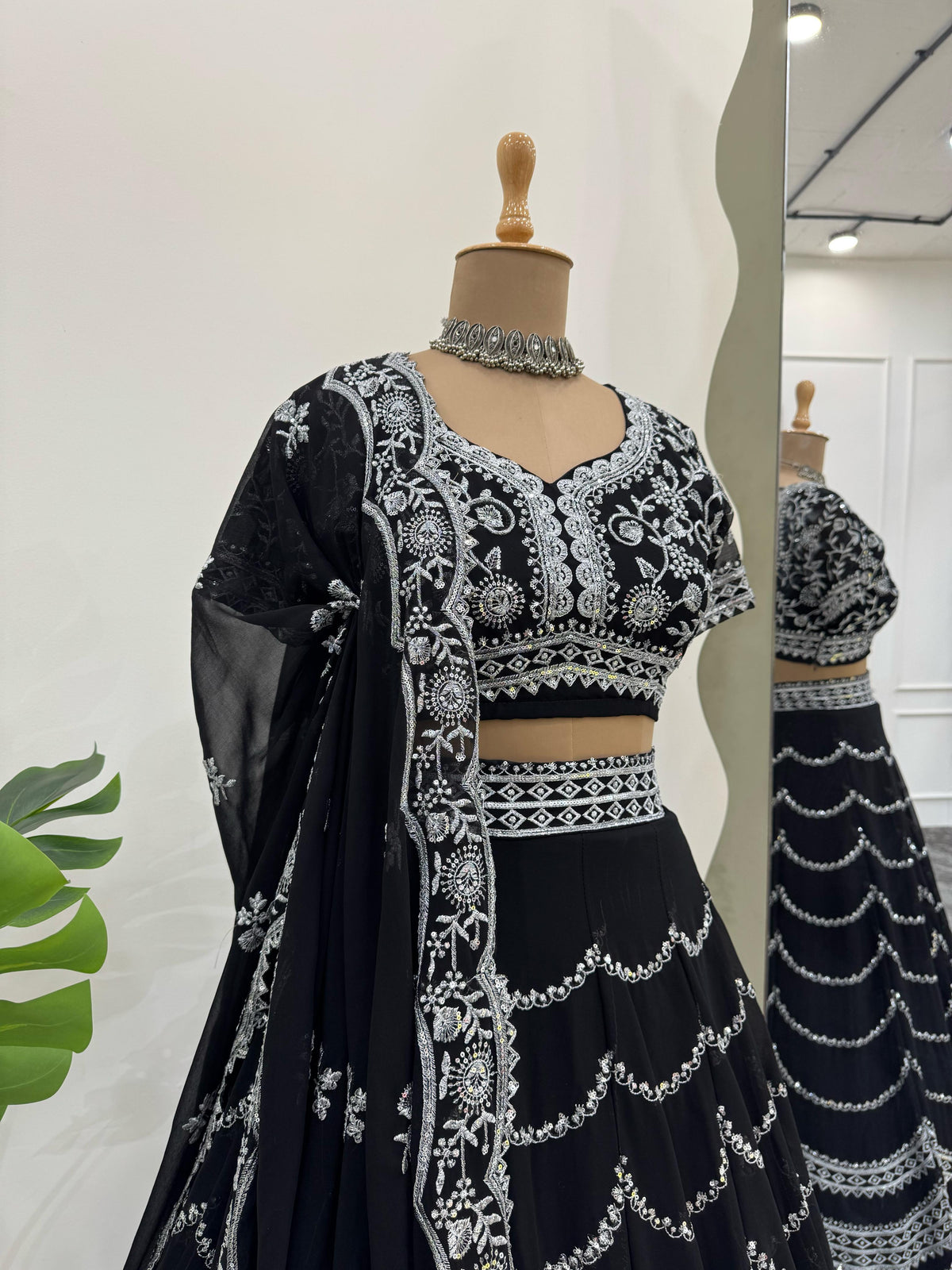 Black Color Silver Embroidery Designer Lehenga Choli