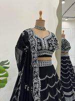 Black Color Silver Embroidery Designer Lehenga Choli