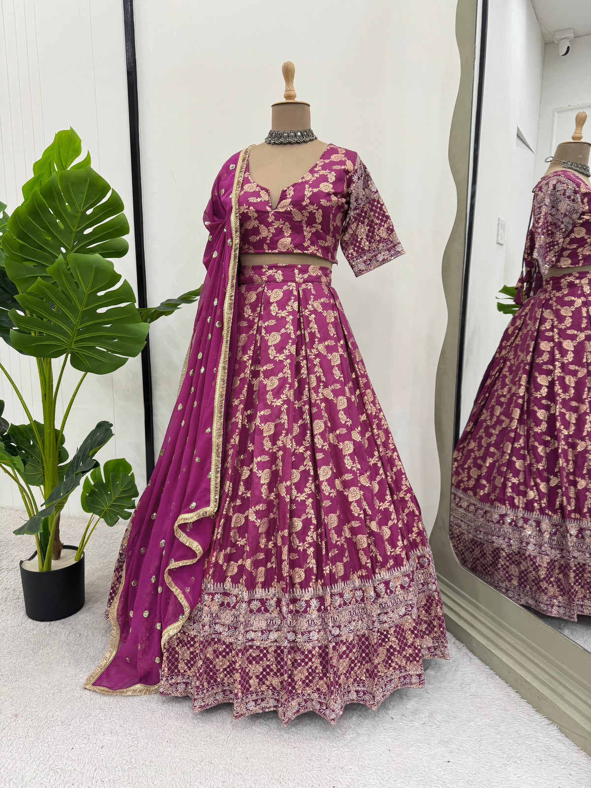 Purple Color Jerqued Fabric Lehenga Choli