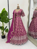 Purple Color Jerqued Fabric Lehenga Choli
