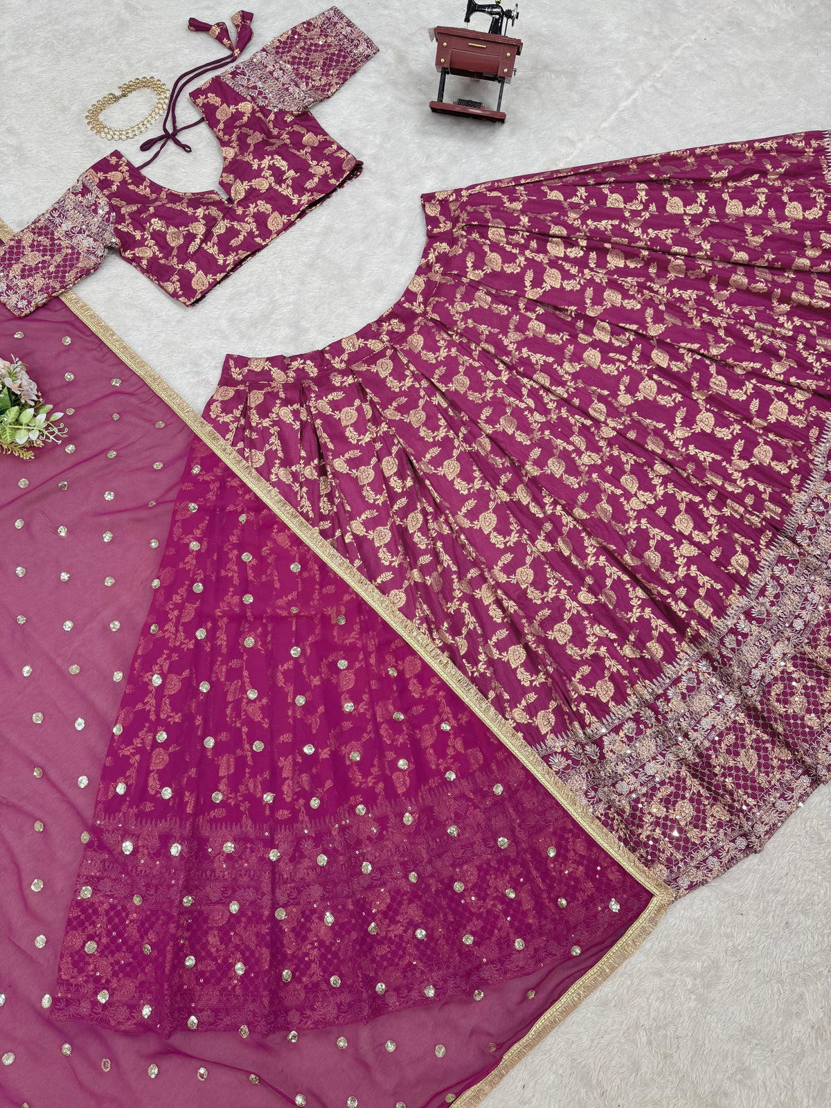 Purple Color Jerqued Fabric Lehenga Choli