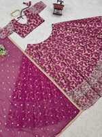 Purple Color Jerqued Fabric Lehenga Choli