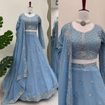 Grey Georgette Sequins Thread Work Lehenga Choli