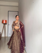 Chiku color Designer Bollywood Style Lehenga Choli