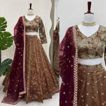 Chiku color Designer Bollywood Style Lehenga Choli