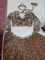 Chiku color Designer Bollywood Style Lehenga Choli