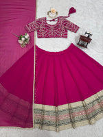 Pink Color Beautiful Border Lehenga Choli