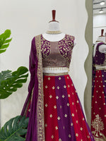 Purple and Red Color Combination Designer Work Lehenga Choli