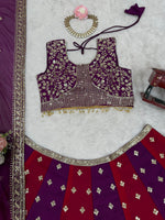 Purple and Red Color Combination Designer Work Lehenga Choli